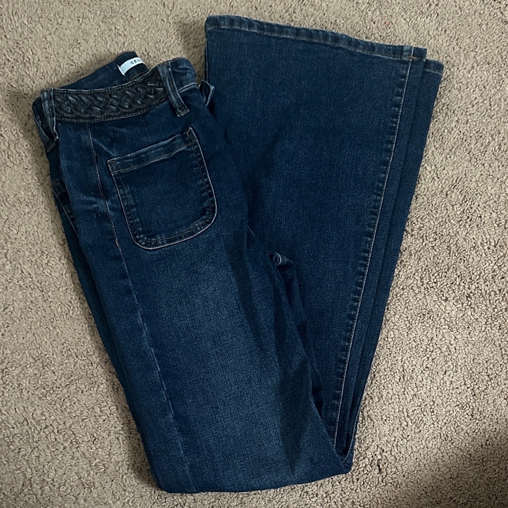 Celebrity Pink Dark Indigo Flare Jeans
